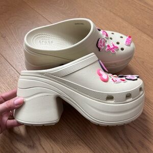 CROCS Siren High Heel Clog - Ladies Size 9 - NWOT - Bone
